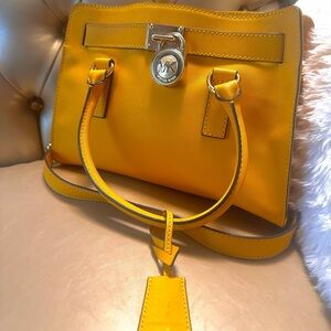 Michael Kors Hamilton yellow satchel bag
